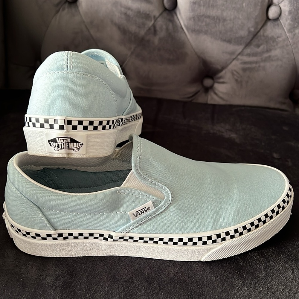 Vans Classic Slip-On 'Check Foxing'. Cool blue color. Women’s size 7.5 - Picture 8 of 12